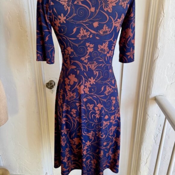 MATRUSHKA CONSTRUCTION Blue and Rust Floral Dress Size Small - Picture 8 of 8